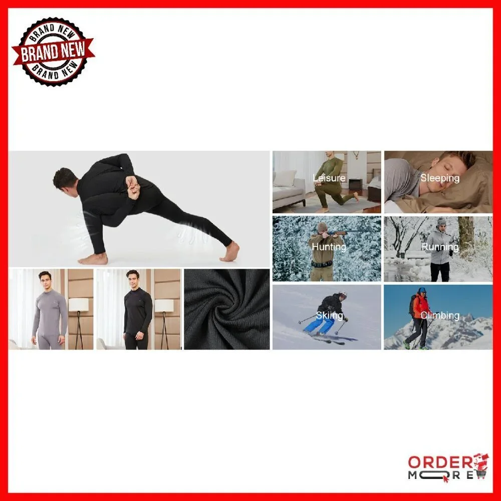 Men's Thermal Fleece Lined Compression Shirt Long Sleeve Base Layer